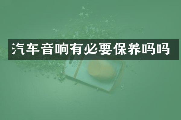 汽车音响有必要保养吗吗