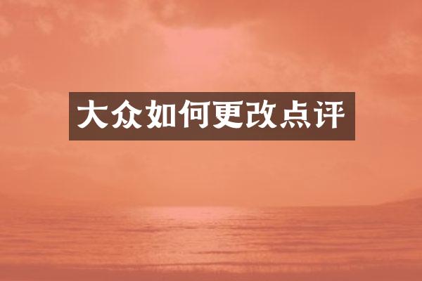 大众如何更改点评