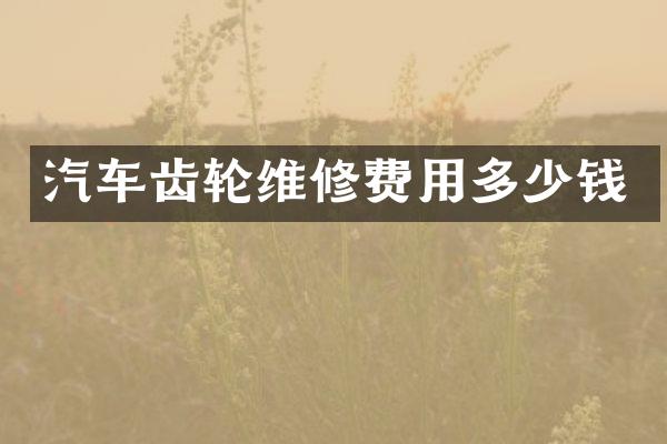 汽车齿轮维修费用多少钱