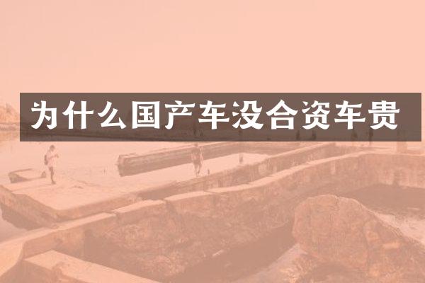 为什么国产车没合资车贵