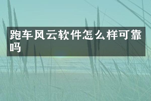 跑车风云软件怎么样可靠吗