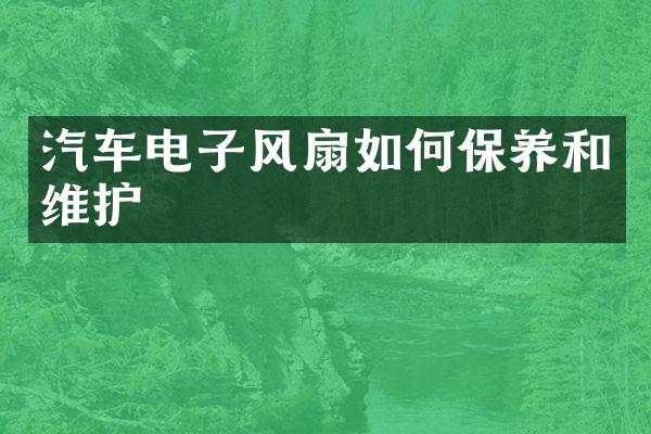 汽车电子风扇如何保养和维护