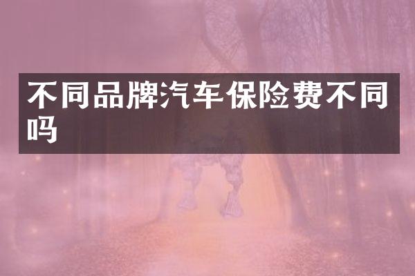 不同品牌汽车保险费不同吗