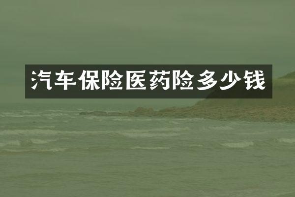 汽车保险医药险多少钱