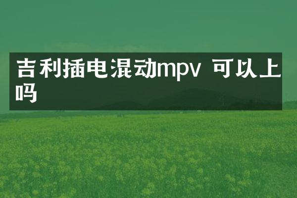吉利插电混动mpv 可以上牌吗