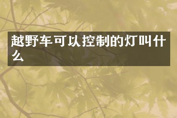 越野车可以控制的灯叫什么