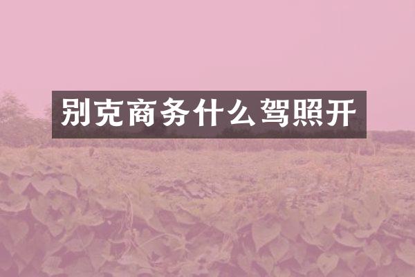别克商务什么驾照开