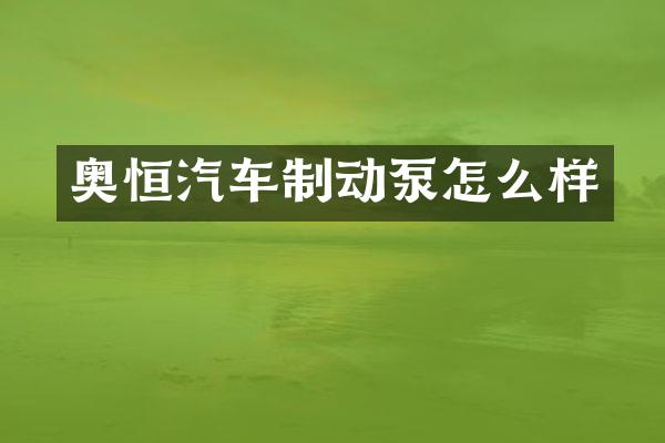 奥恒汽车制动泵怎么样