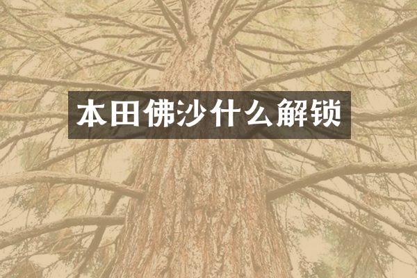 本田佛沙什么解锁