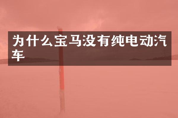 为什么宝马没有纯电动汽车