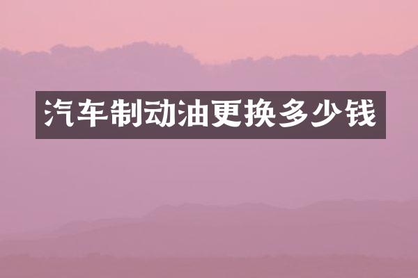 汽车制动油更换多少钱