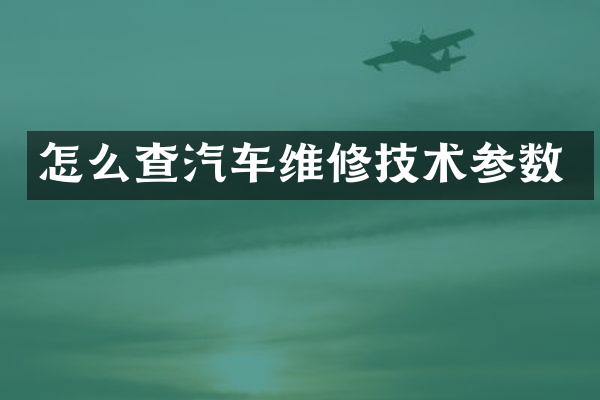 怎么查汽车维修技术参数