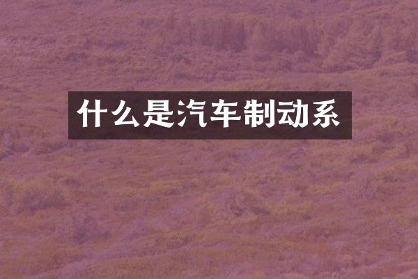 什么是汽车制动系