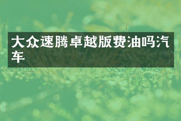 大众速腾卓越版费油吗汽车