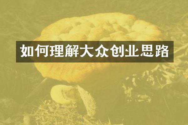 如何理解大众创业思路