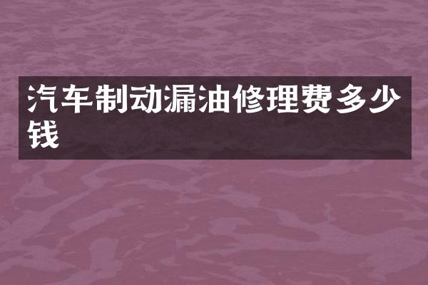 汽车制动漏油修理费多少钱