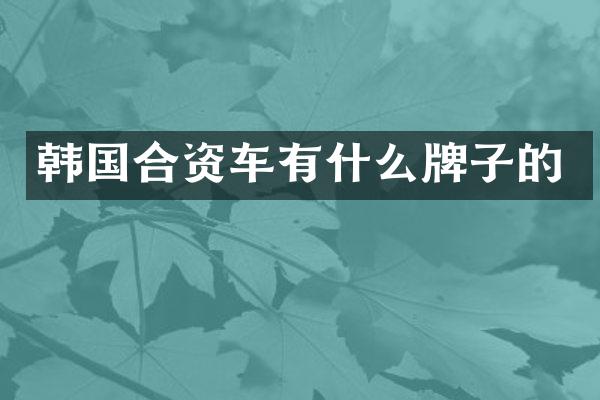 韩国合资车有什么牌子的