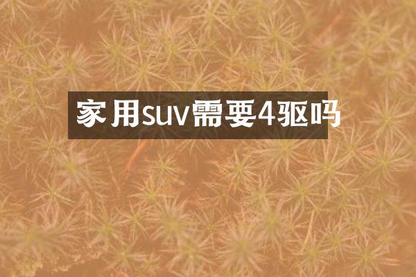 家用suv需要4驱吗