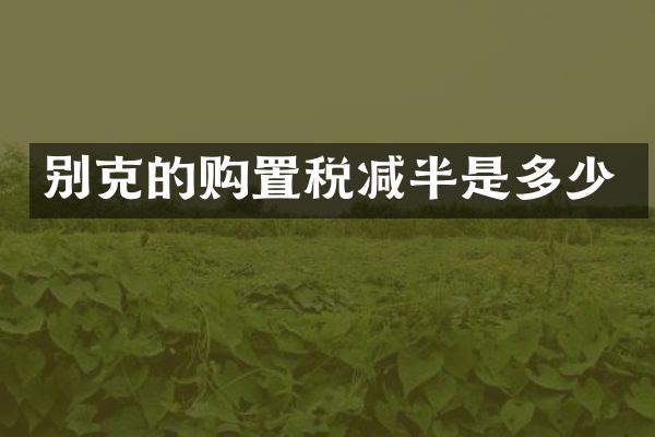 别克的购置税减半是多少