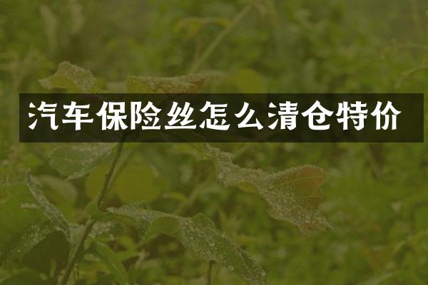 汽车保险丝怎么清仓特价