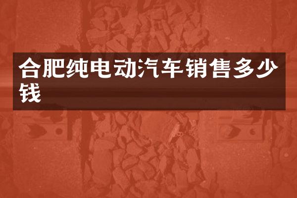 合肥纯电动汽车销售多少钱