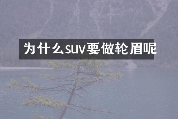 为什么suv要做轮眉呢