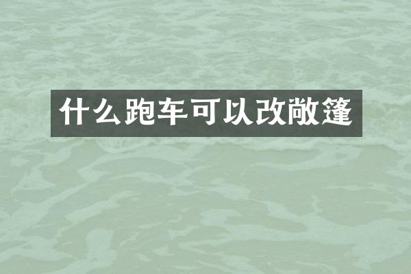 什么跑车可以改敞篷