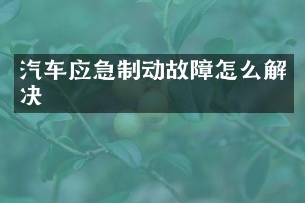 汽车应急制动故障怎么解决