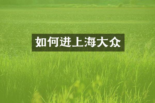 如何进上海大众