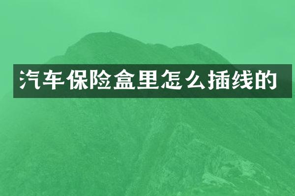 汽车保险盒里怎么插线的