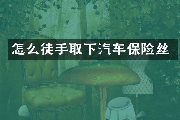怎么徒手取下汽车保险丝