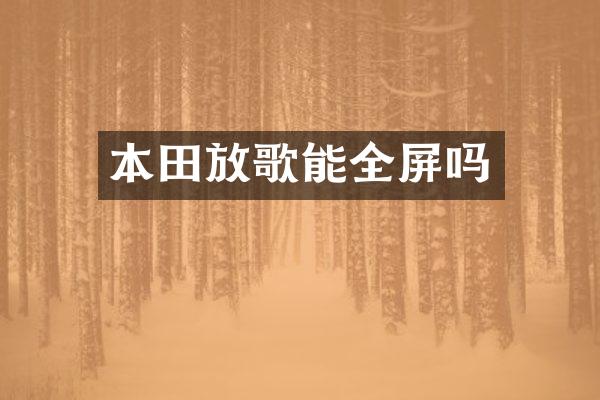 本田放歌能全屏吗