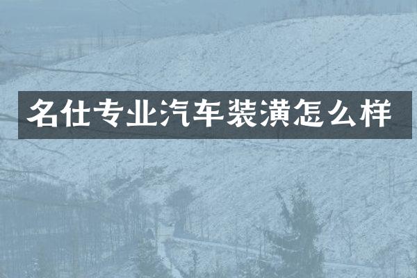名仕专业汽车装潢怎么样