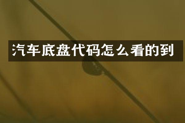 汽车底盘代码怎么看的到