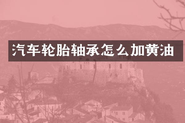 汽车轮胎轴承怎么加黄油