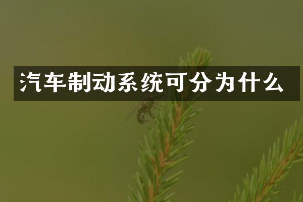 汽车制动系统可分为什么