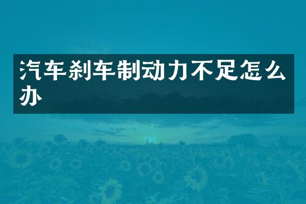 汽车刹车制动力不足怎么办