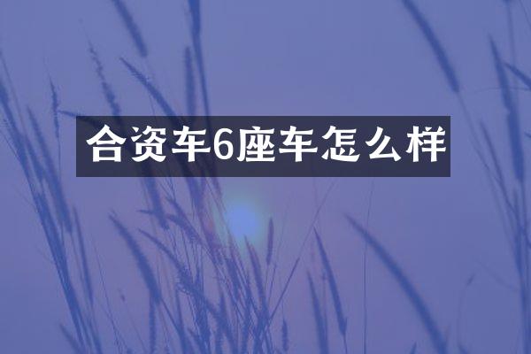 合资车6座车怎么样