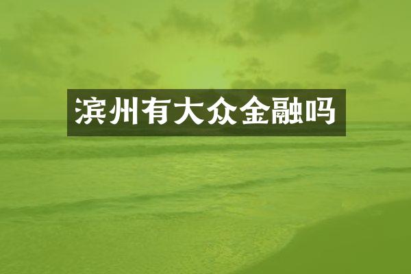 滨州有大众金融吗