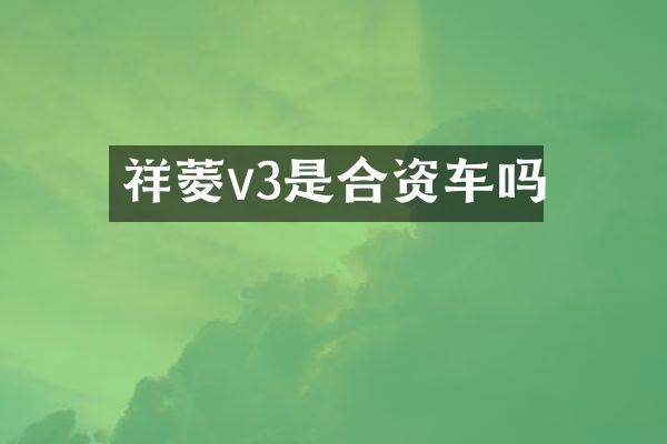 祥菱v3是合资车吗