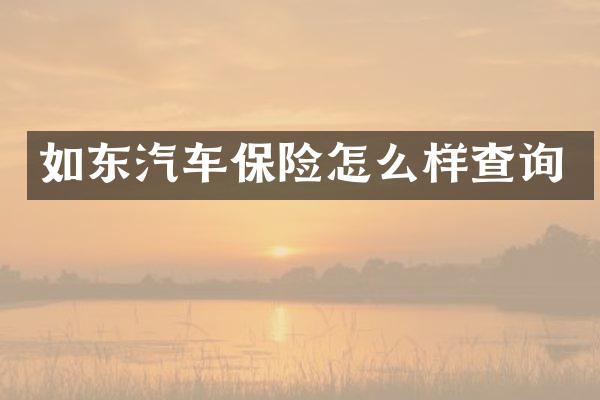 如东汽车保险怎么样查询