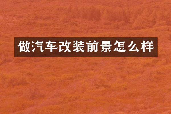 做汽车改装前景怎么样