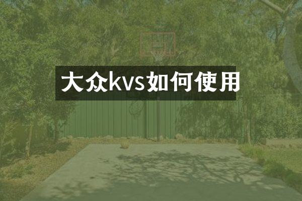 大众kvs如何使用