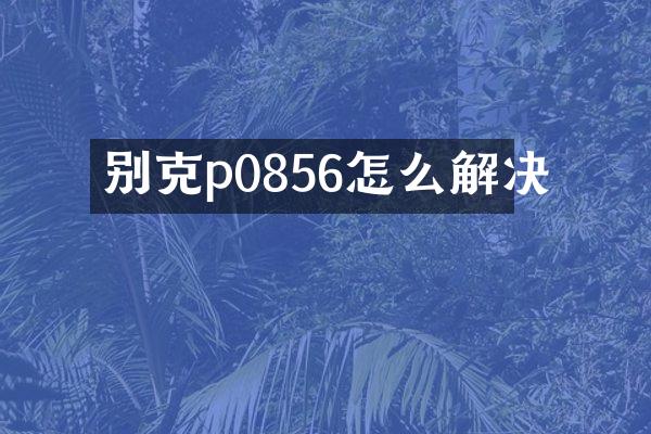 别克p0856怎么解决