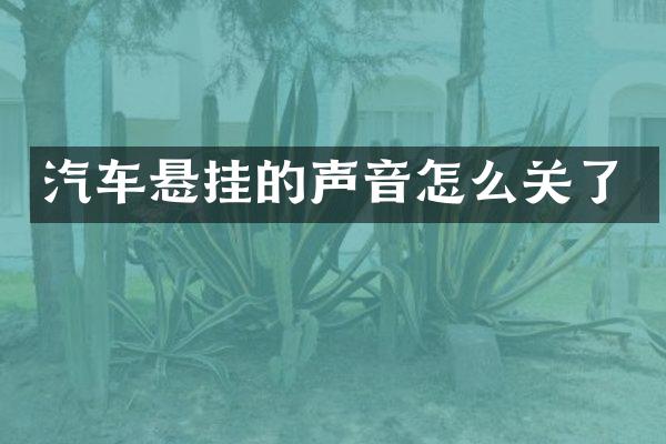 汽车悬挂的声音怎么关了