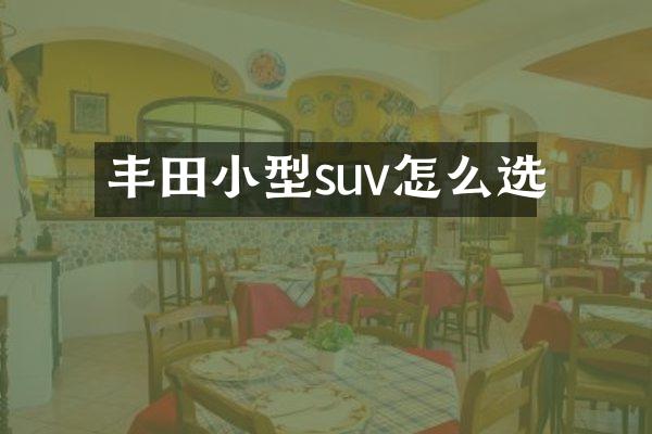 丰田小型suv怎么选