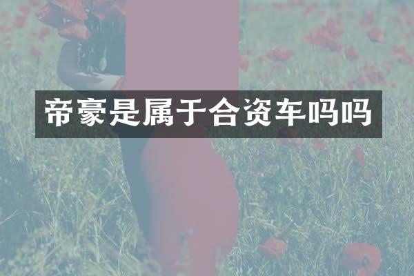 帝豪是属于合资车吗吗