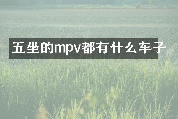 五坐的mpv都有什么车子