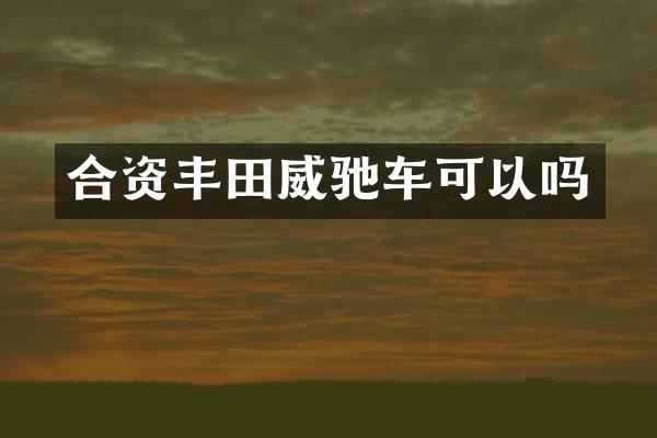 合资丰田威驰车可以吗