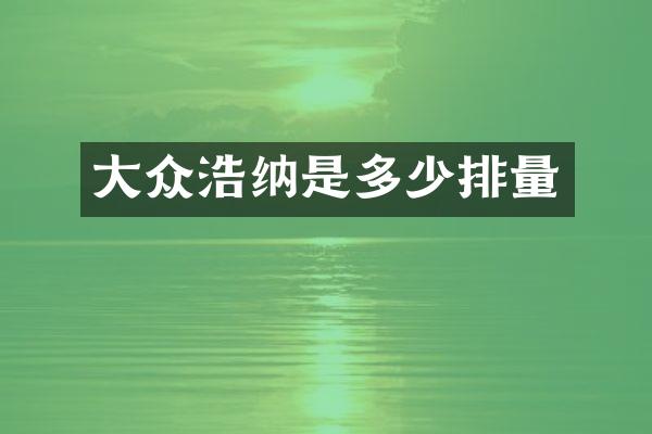 大众浩纳是多少排量